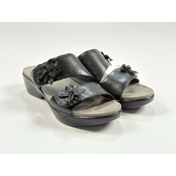 Dansko Women’s Sandals Size 38 (US 7.5–8) | Black Leather Slip-On Comfort Shoes - Picture 1 of 4